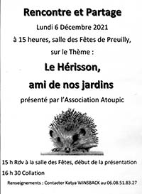 Le hérisson, l'ami de nos jardins